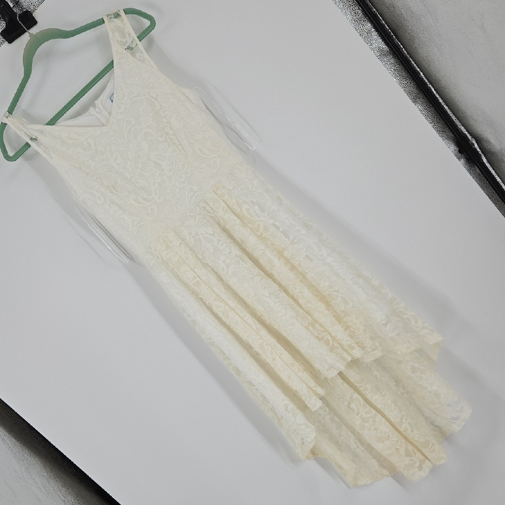 Chic Cream High Low Lace Dress Zapaka Medium